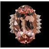 Image 2 : 14KT Rose Gold 23.97ct GIA Certified Morganite and Diamond Ring
