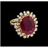 Image 1 : 11.95ct Ruby and Diamond Ring - 14KT Yellow Gold