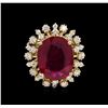 Image 2 : 11.95ct Ruby and Diamond Ring - 14KT Yellow Gold