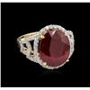Image 1 : 9.94ct Ruby and Diamond Ring - 14KT Yellow Gold