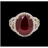 Image 2 : 9.94ct Ruby and Diamond Ring - 14KT Yellow Gold