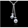 Image 1 : 18KT White Gold Pearl and Diamond Necklace