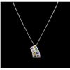 Image 2 : 1.00ctw Multi Sapphire and Diamond Pendant With Chain - 14KT White Gold