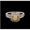 Image 1 : 1.23ctw Fancy Yellow Diamond Ring - 14KT Two-Tone Gold