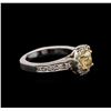 Image 2 : 1.23ctw Fancy Yellow Diamond Ring - 14KT Two-Tone Gold