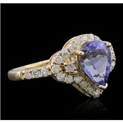 14KT Yellow Gold 1.44ct Tanzanite and Diamond Ring