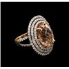 Image 1 : 9.97ct Morganite and Diamond Ring - 14KT Rose Gold