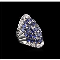 14KT White Gold 7.25ctw Sapphire and Diamond Ring