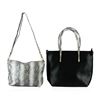 Image 2 : Black and Silver Textured Classic Handbag