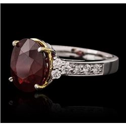 14KT Two-Tone Gold 4.78ct Ruby and Diamond Ring