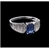 Image 1 : 0.93ct Blue Sapphire and Diamond Ring - 14KT White Gold