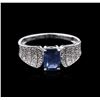 Image 2 : 0.93ct Blue Sapphire and Diamond Ring - 14KT White Gold