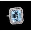 Image 1 : 7.31ct Topaz and Diamond Ring - 14KT White Gold