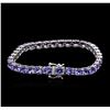 Image 2 : 13.60ctw Tanzanite Bracelet - 14KT White Gold