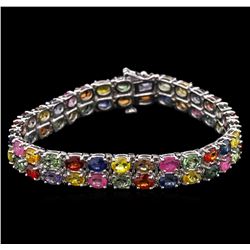 27.00ctw Multi Color Sapphire Bracelet - 14KT White Gold