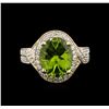 Image 1 : 4.23ct Peridot and Diamond Ring - 14KT Yellow Gold