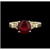 Image 2 : 2.08ct Ruby and Diamond Ring - 14KT Yellow Gold