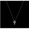 Image 2 : 0.75ctw Diamond Cross Pendant With Chain - 14KT White Gold