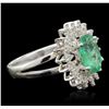 Image 1 : 14KT White Gold 1.53ct Emerald and Diamond Ring