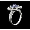Image 3 : 0.80ctw Sapphire and Diamond Ring - 14KT White Gold