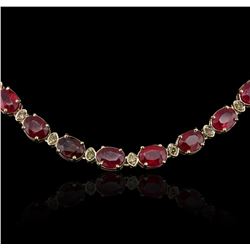 14KT Yellow Gold 52.66ctw Ruby and Diamond Necklace