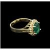 Image 1 : 7.07ct Emerald and Diamond Ring - 14KT Yellow Gold