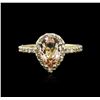 Image 2 : 14KT Yellow Gold 1.29ct Morganite and Diamond Ring