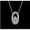 Image 1 : 14KT White Gold 0.75ctw Diamond Pendant With Chain