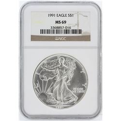 1991 NGC MS69 American Silver Eagle Dollar