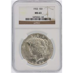 1922 NGC MS63 Peace Silver Dollar