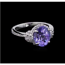 3.19ct Tanzanite and Diamond Ring - 18KT White Gold