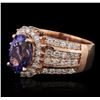 Image 1 : 14KT Rose Gold 3.16ct Tanzanite and Diamond Ring