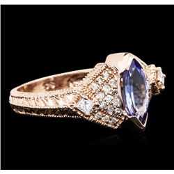 14KT Rose Gold 1.10ct Tanzanite and Diamond Ring