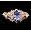 Image 2 : 14KT Rose Gold 1.10ct Tanzanite and Diamond Ring