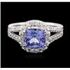 Image 1 : 14KT White Gold 1.99ct Tanzanite and Diamond Ring