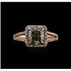 Image 2 : 14KT Rose Gold 2.63ctw Fancy Green Diamond Ring