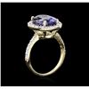 Image 3 : 5.86ct Tanzanite and Diamond Ring - 14KT Yellow Gold