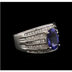 2.07ct Tanzanite and Diamond Ring - 18KT White Gold