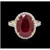 Image 2 : 8.88ct Ruby and Diamond Ring - 14KT Yellow Gold