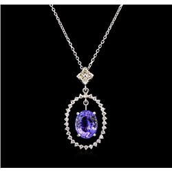 2.81ct Tanzanite and Diamond Pendant With Chain - 14KT White Gold