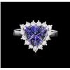 Image 2 : 3.35ct Tanzanite and Diamond Ring - 14KT White Gold