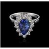 Image 2 : 14KT White Gold 1.66ct Tanzanite and Diamond Ring