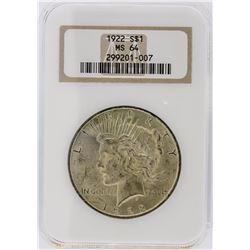 1922 NGC MS64 Peace Silver Dollar