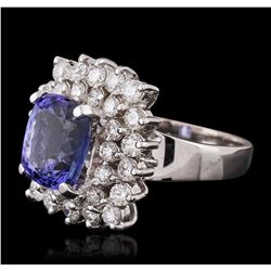 14KT White Gold 4.33ct Tanzanite and Diamond Ring