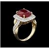 Image 3 : 5.79ct Ruby and Diamond Ring - 14KT Yellow Gold