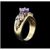 Image 3 : 1.02ct Tanzanite and Diamond Ring - 14KT Yellow Gold