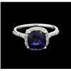 Image 2 : 3.24ct Blue Sapphire and Diamond Ring - 14KT White Gold