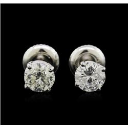 1.09ctw Diamond Stud Earrings - 14KT White Gold