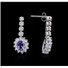 Image 2 : 14KT White Gold 0.92ctw Tanzanite and Diamond Earrings