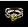 Image 2 : 1.35ctw Yellow Diamond Ring - 18KT White Gold